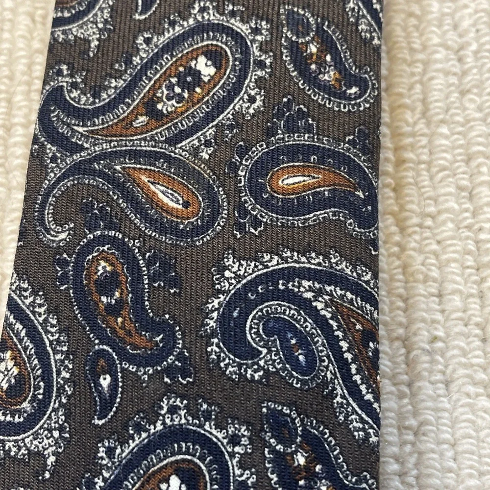 Robert Talbott Nordstrom Wool Tie Brown Paisley Men's Designer Necktie